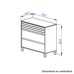 Commode 3 tiroirs bois blanc