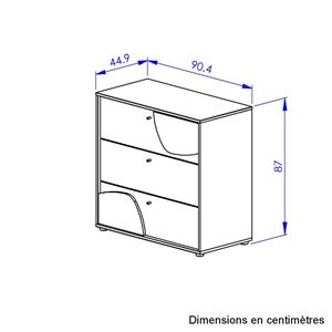 Commode 3 tiroirs bois blanche