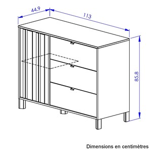 Commode 3 tiroirs 1 porte