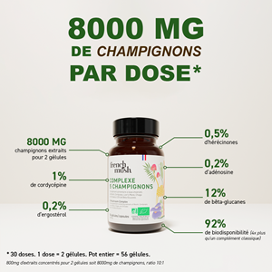 Gélules complexe 5 champignons énergie immunité tonus 112 gélules french mush