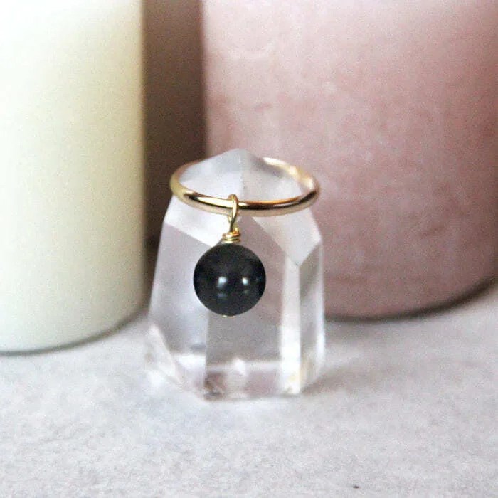 Mayana Bijoux - Bague obsidienne ana or