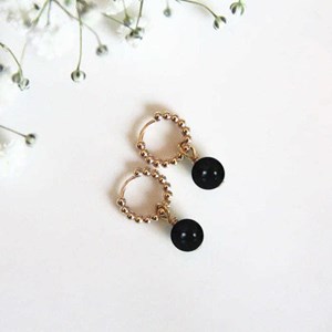 Boucles d'oreilles obsidienne ariane or