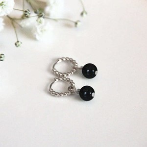 Boucles d'oreilles obsidienne ariane or