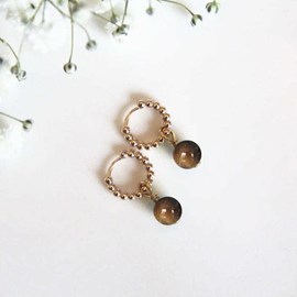 Boucles d'oreilles oeil de tigre ariane or