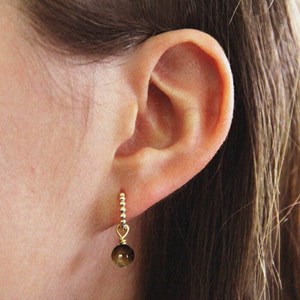 Boucles d'oreilles oeil de tigre ariane or