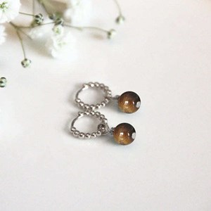 Boucles d'oreilles oeil de tigre ariane or