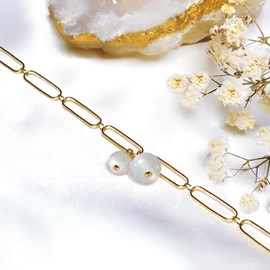 Bracelet pierre de lune aura or