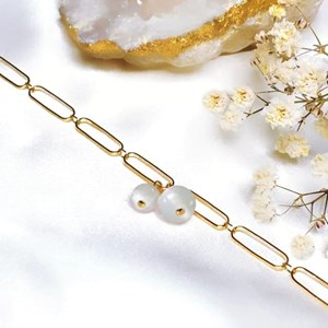 Bracelet pierre de lune aura or