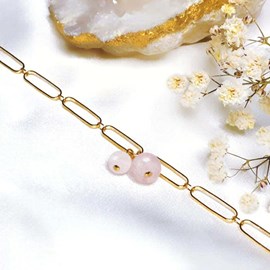 Bracelet quartz rose aura or