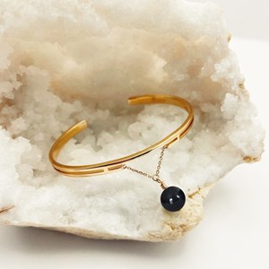 Bracelet jonc obsidienne aurore or