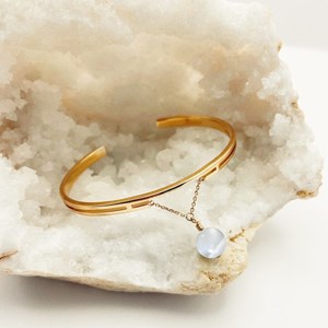 Bracelet jonc pierre de lune aurore or