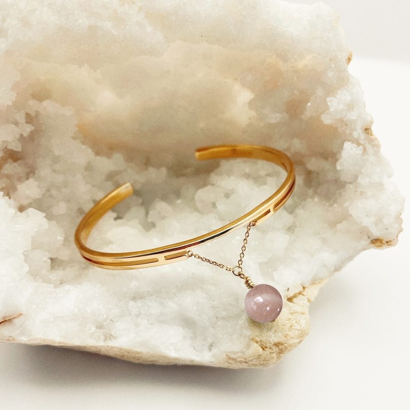 Bracelet jonc pierre de soleil aurore or