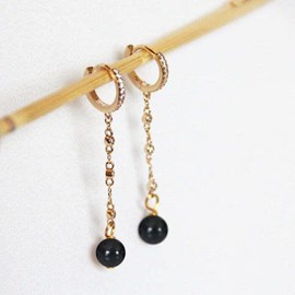 Boucles d'oreilles obsidienne beatrix or