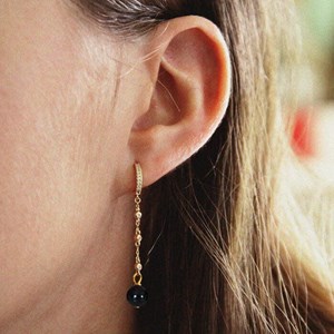Boucles d'oreilles obsidienne beatrix or