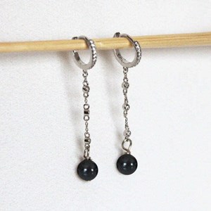 Boucles d'oreilles obsidienne beatrix or