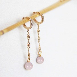 Boucles d'oreilles quartz rose beatrix or