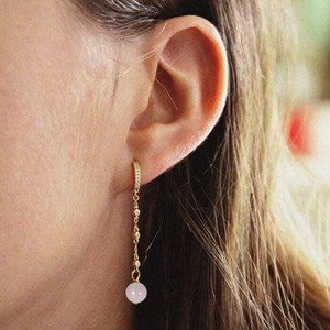 Boucles d'oreilles quartz rose beatrix or