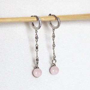 Boucles d'oreilles quartz rose beatrix or