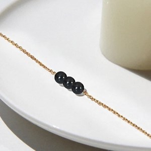 Bracelet obsidienne camelia or