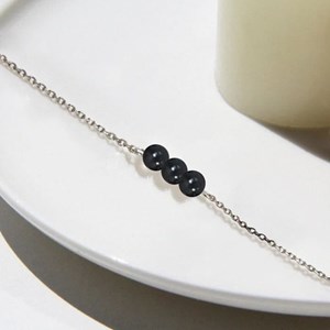 Bracelet obsidienne camelia or