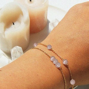 Bracelet pierre de soleil camelia or