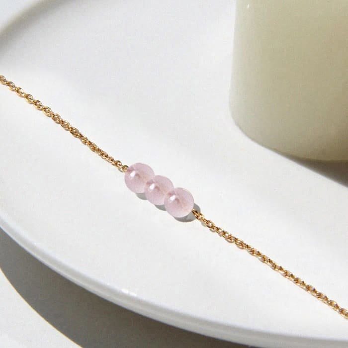Mayana Bijoux - Bracelet quartz rose camelia or