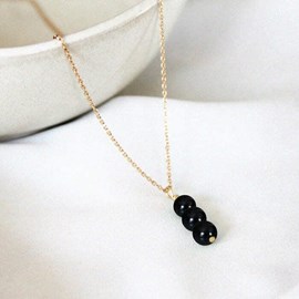 Collier obsidienne camelia or