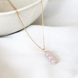 Collier quartz rose camelia or