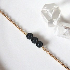 Bracelet obsidienne cannelle or