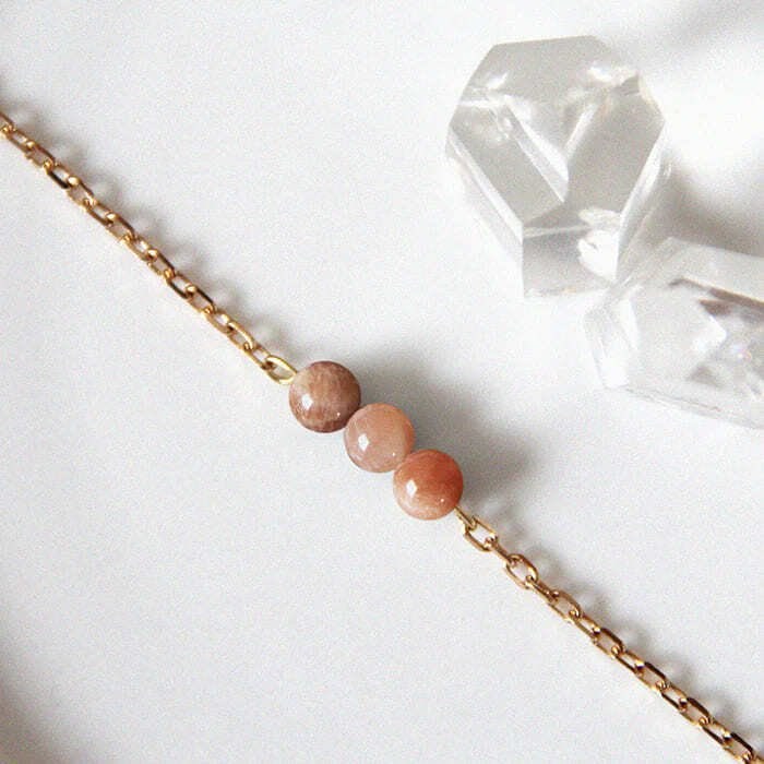 Bracelet pierre de soleil cannelle or