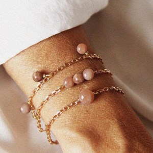 Bracelet pierre de soleil cannelle or