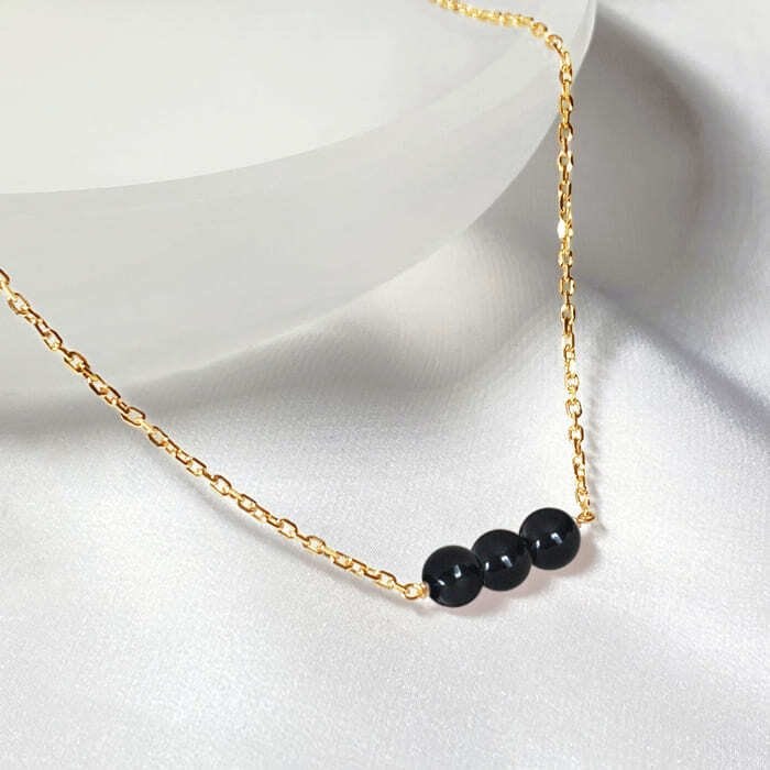 Collier obsidienne cannelle or