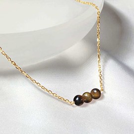 Collier oeil de tigre cannelle or