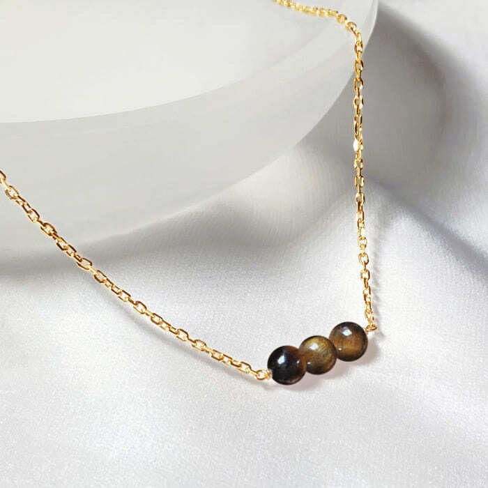 Collier oeil de tigre cannelle or