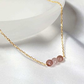 Collier pierre de soleil cannelle or