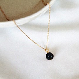 Collier obsidienne capucine or