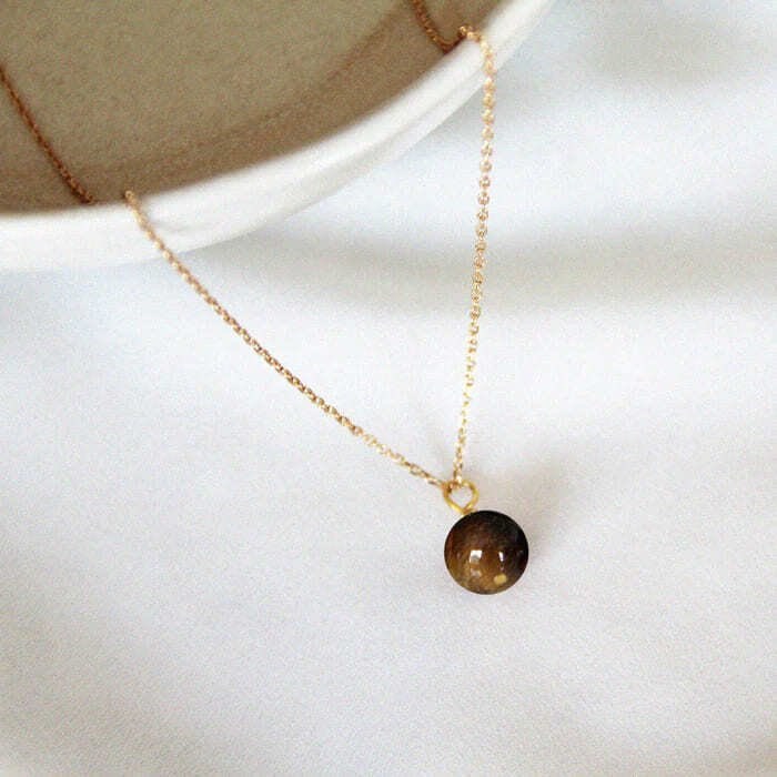 Collier oeil de tigre capucine or