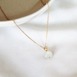 Collier pierre de lune capucine or