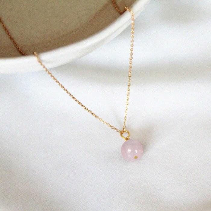 Collier quartz rose capucine or