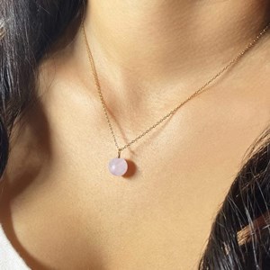 Collier quartz rose capucine or
