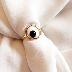 Bague obsidienne celeste or 50