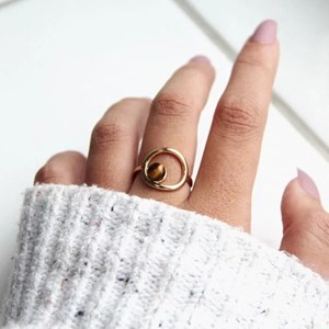 Bague oeil de tigre celeste or 50