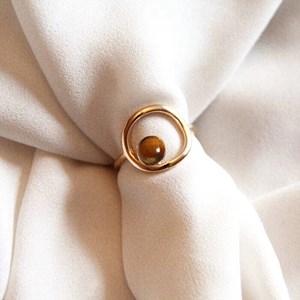 Bague oeil de tigre celeste or 60