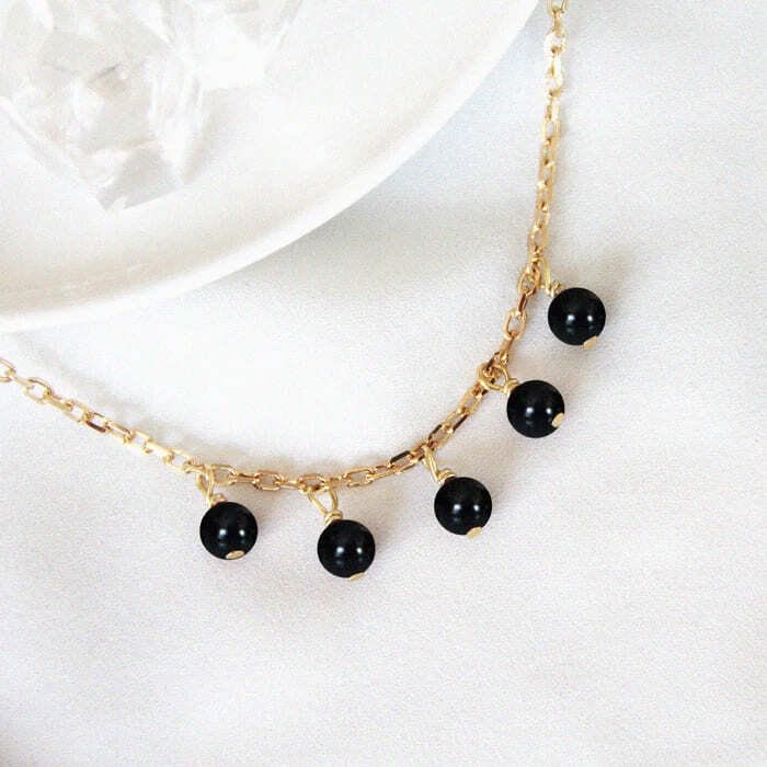 Collier obsidienne charlotte or