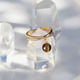 Bague oeil de tigre diana or