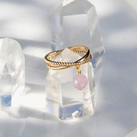 Bague quartz rose diana or