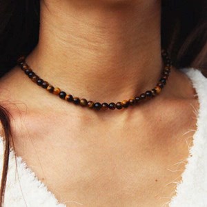 Collier oeil de tigre helena or