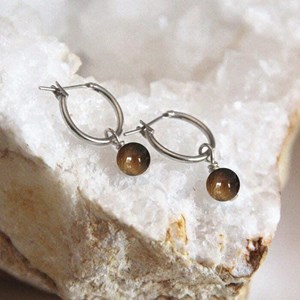 Boucles d'oreilles oeil de tigre hestia or