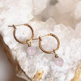 Boucles d'oreilles quartz rose hestia or
