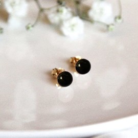 Boucles d'oreilles obsidienne iris or